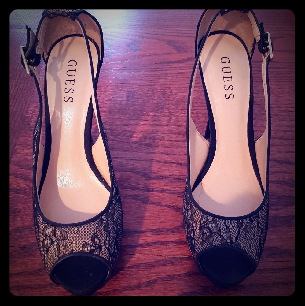 Guess Black Lace Stilettos